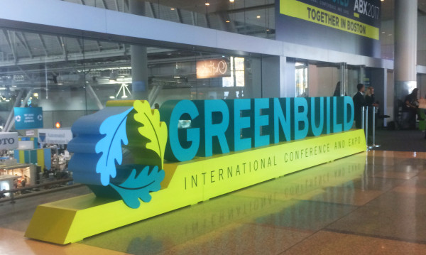 Entrance sign at the 2017 Greenbuild Conference in Boston.